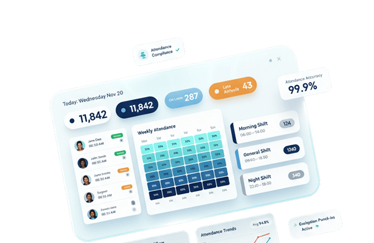 Time attendance shift and leave screen