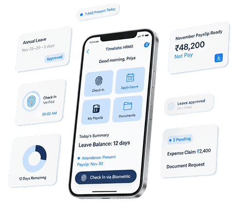 Mobile employee self-service screen