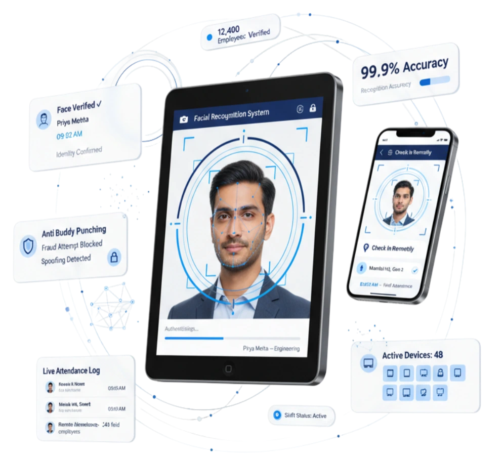 Facial recognition attendance screen
