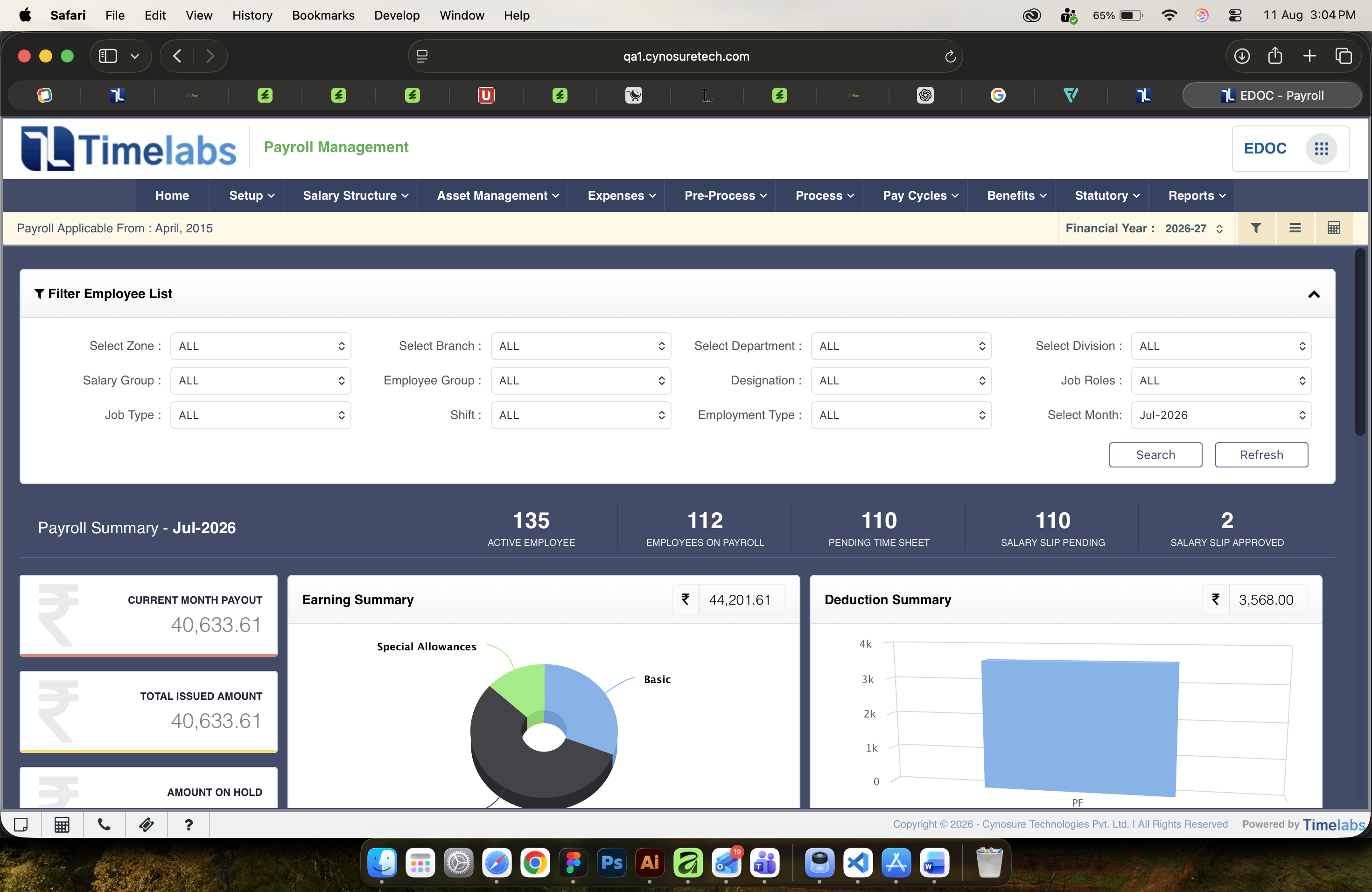 Timelabs payroll dashboard